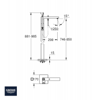 MEDIDAS MONOMANDO BAÑO DUCHA A SUELO EUROCUBE JOY GROHE